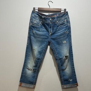 Rock Revival Blue Noelle slouchy capri jeans